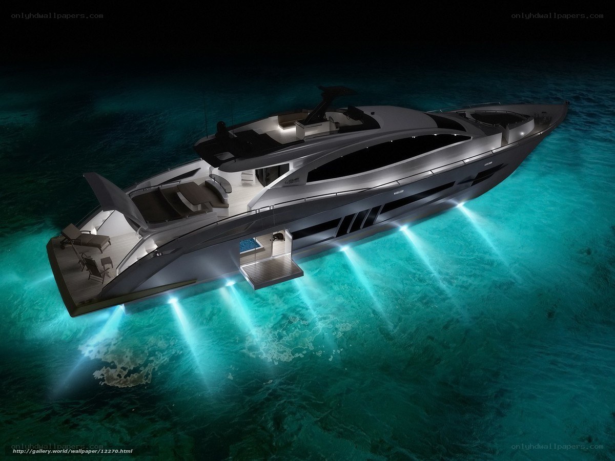 Luxury yacht at night