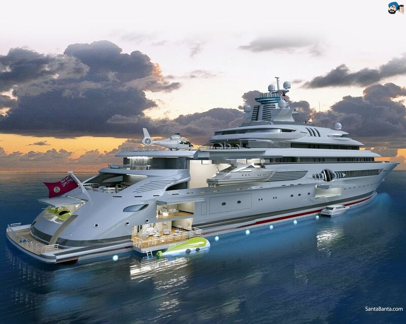 Luxury Yacht at Sea — White, Dramatic
