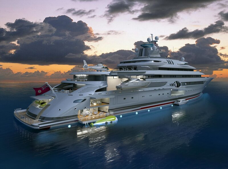 luxury yacht at sunset