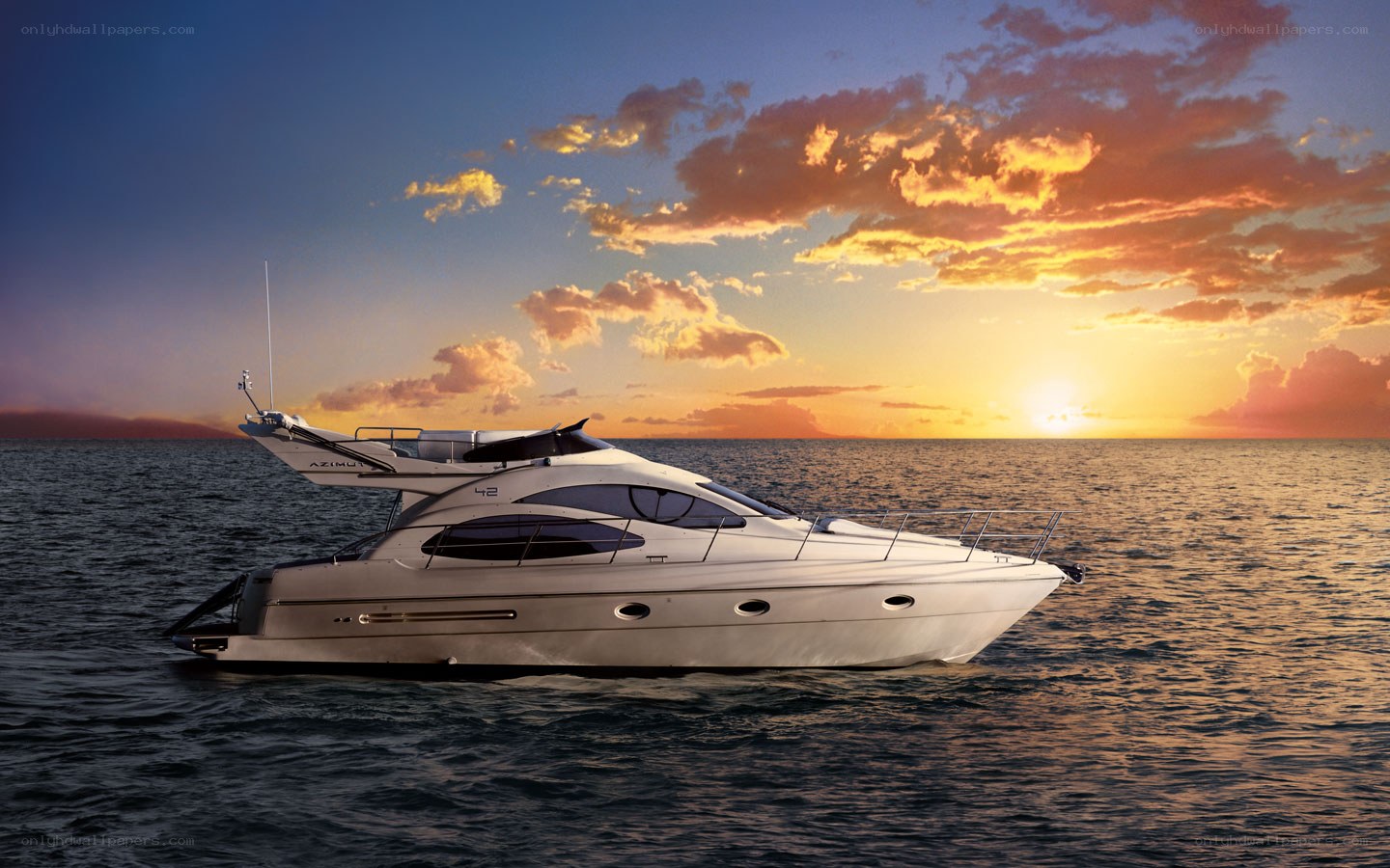 Luxury yacht at sunset