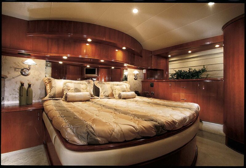 Luxury Yacht Bedroom — Brown, Serene, Photograph