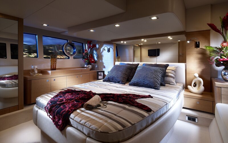 Luxury yacht bedroom interior