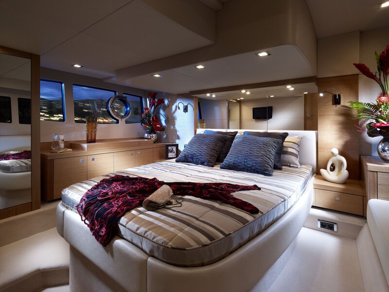 Luxury yacht bedroom interior