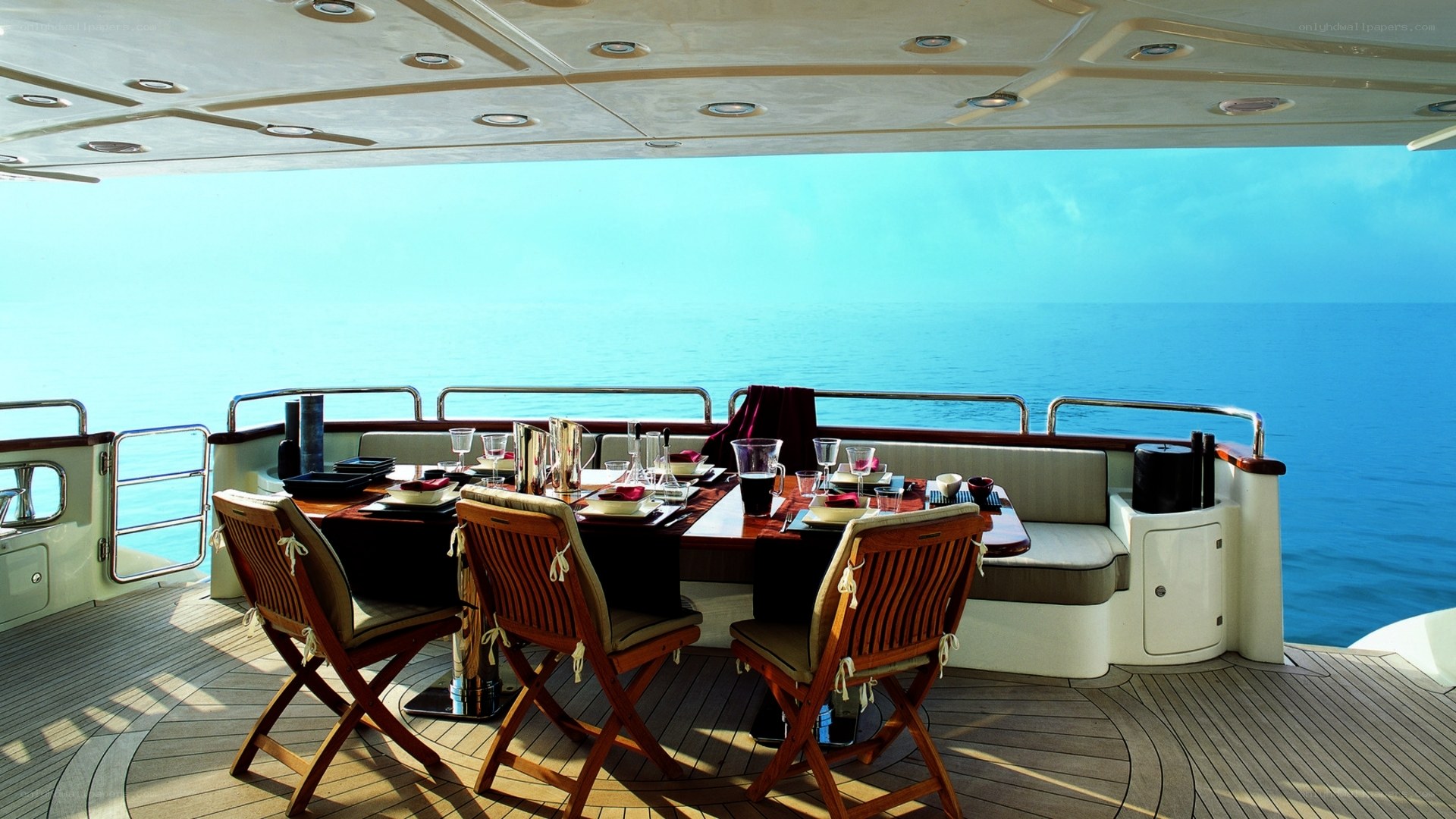 Luxury yacht dining area