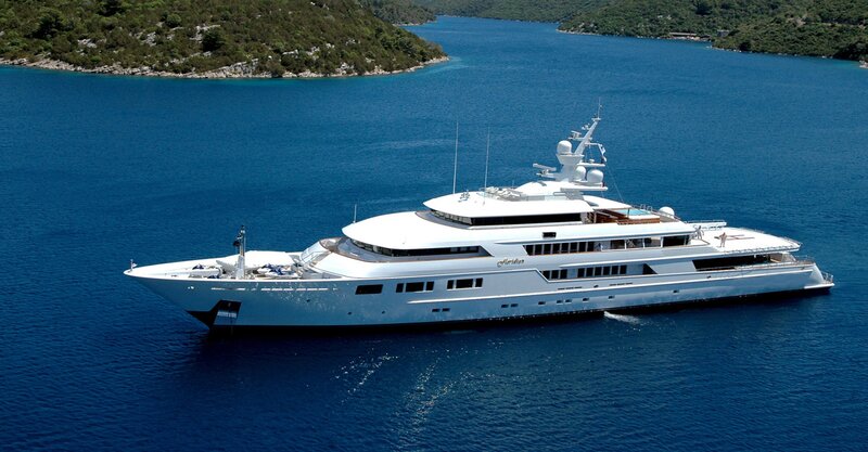 Luxury yacht in a blue bay