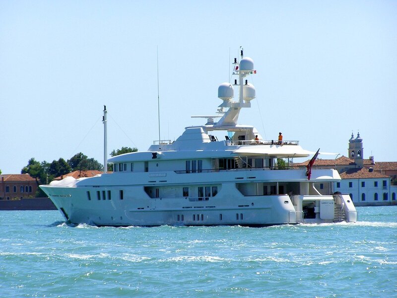 luxury yacht in a canal