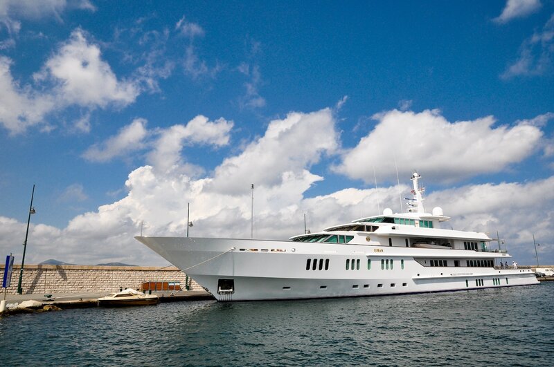 Luxury yacht in a harbor