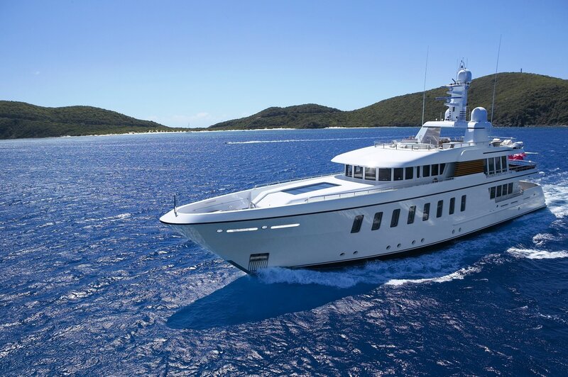 Luxury yacht in blue waters