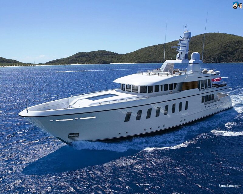 Luxury yacht in blue waters