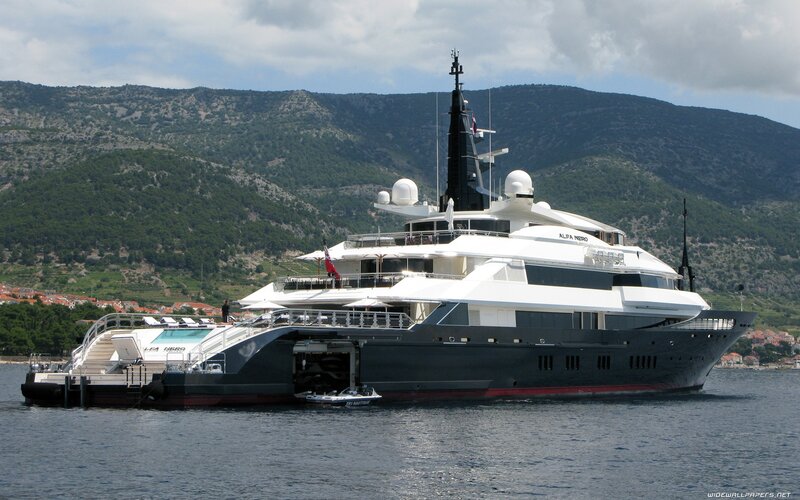 Luxury yacht in coastal waters