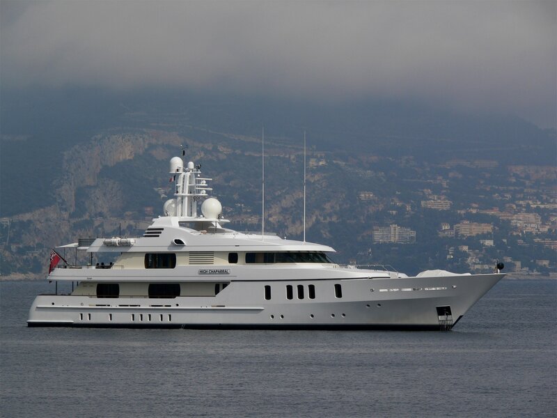 Luxury yacht in coastal waters