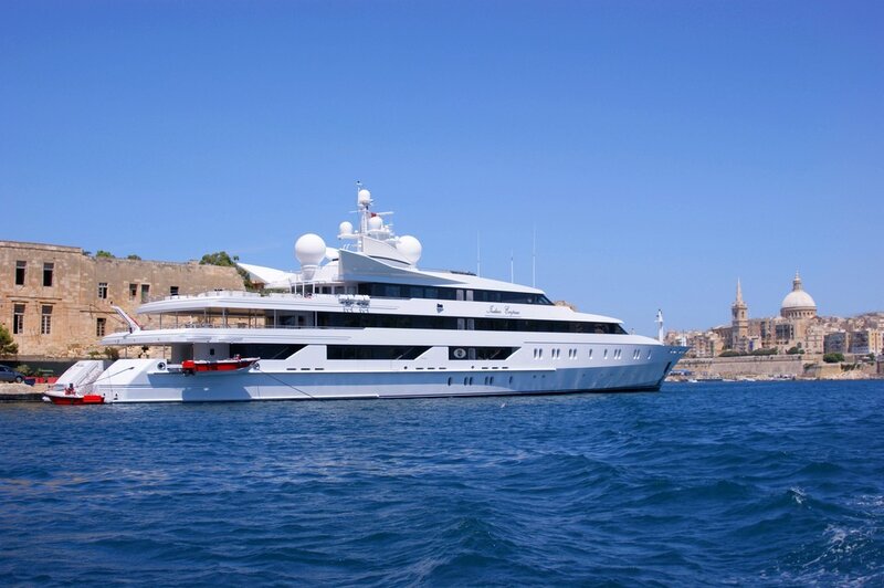 Luxury yacht in harbor