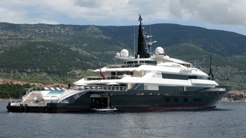 Luxury Yacht in Harbor — White