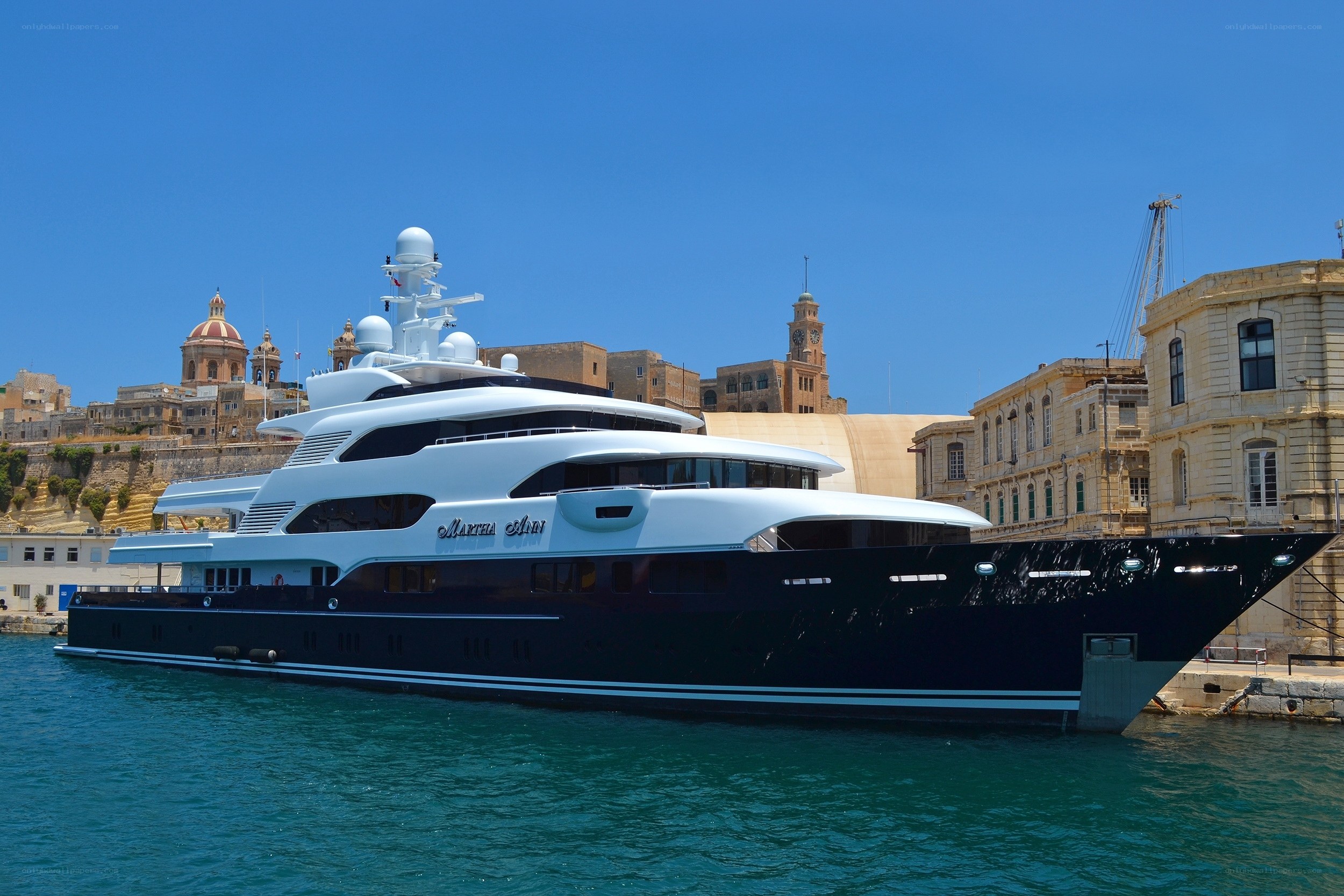 Luxury yacht in harbor