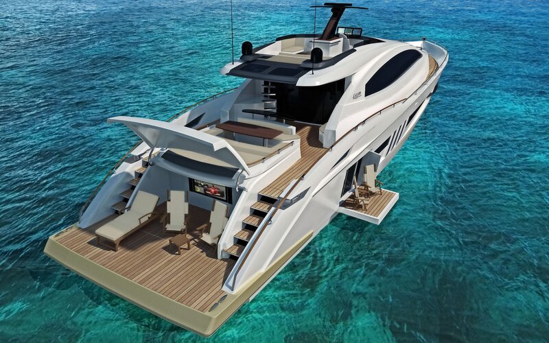 Luxury yacht in turquoise water
