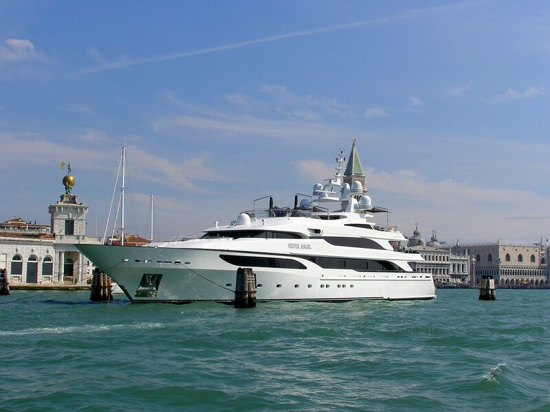 Luxury yacht in Venice harbor