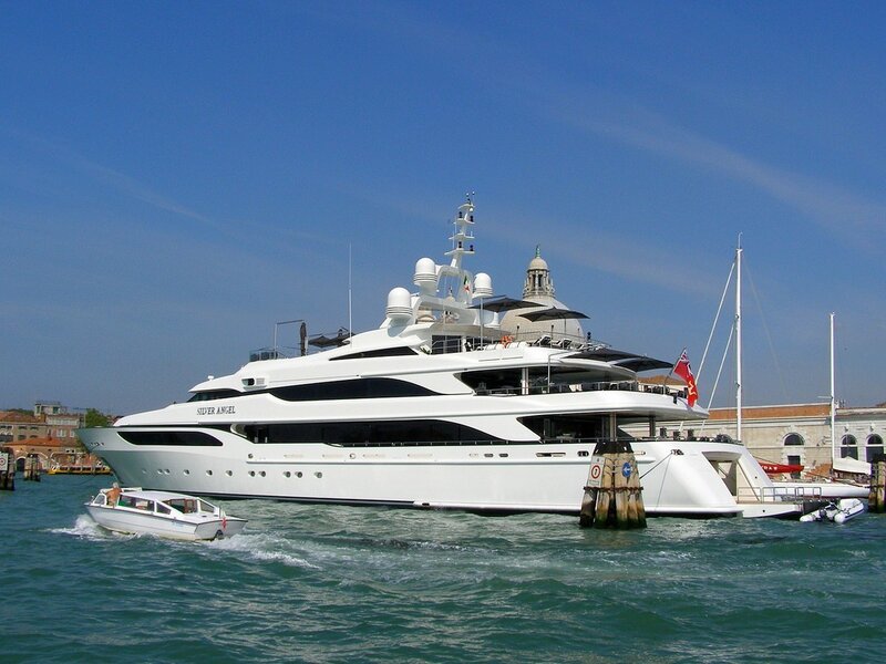 Luxury yacht in Venice harbor