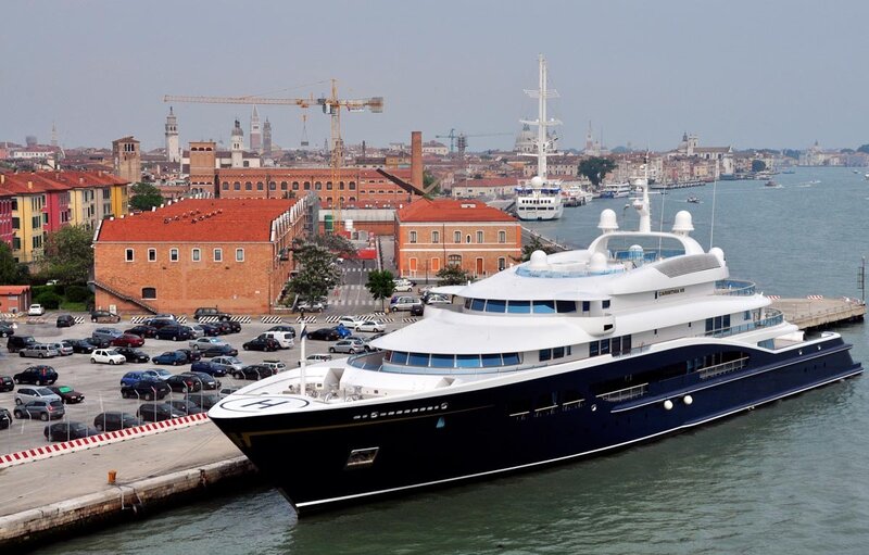 Luxury yacht in Venice harbor