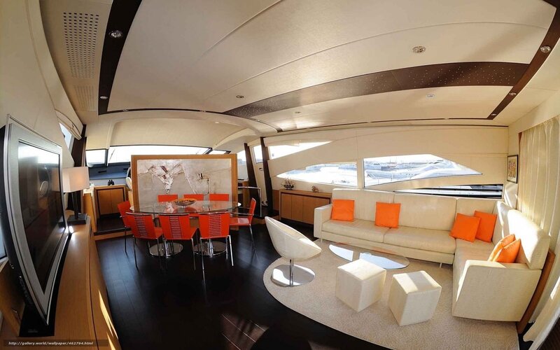 Luxury yacht interior living space