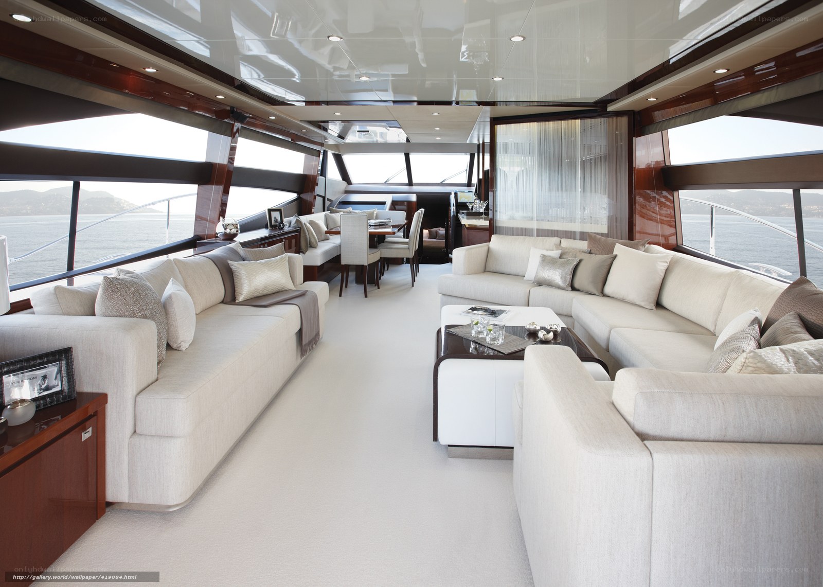 Luxury yacht interior lounge