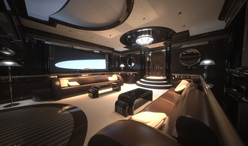 Luxury yacht interior lounge