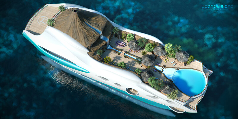 Luxury Yacht Island — Blue