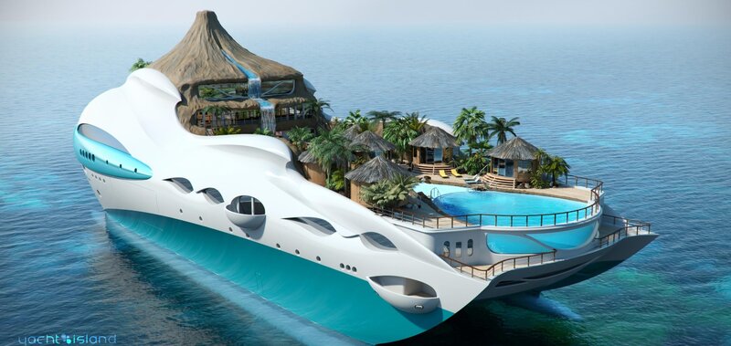 Luxury Yacht Island — White
