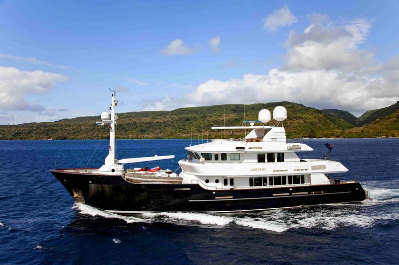 Luxury Yacht on Water — Blue