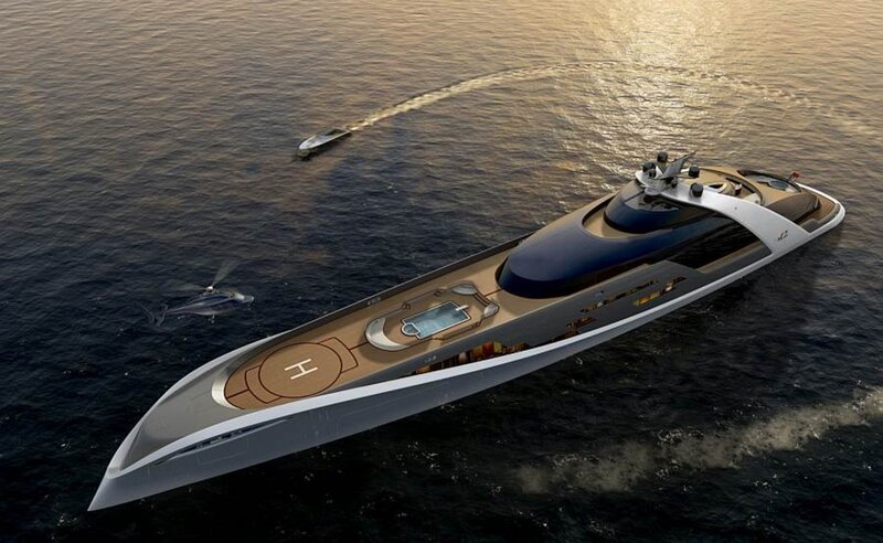 Luxury Yacht on Water — Gray