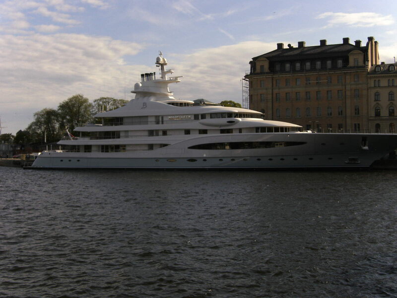 Luxury Yacht on Water — White