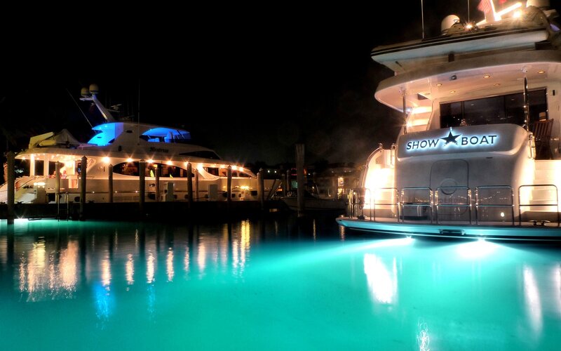 Luxury Yachts at Night