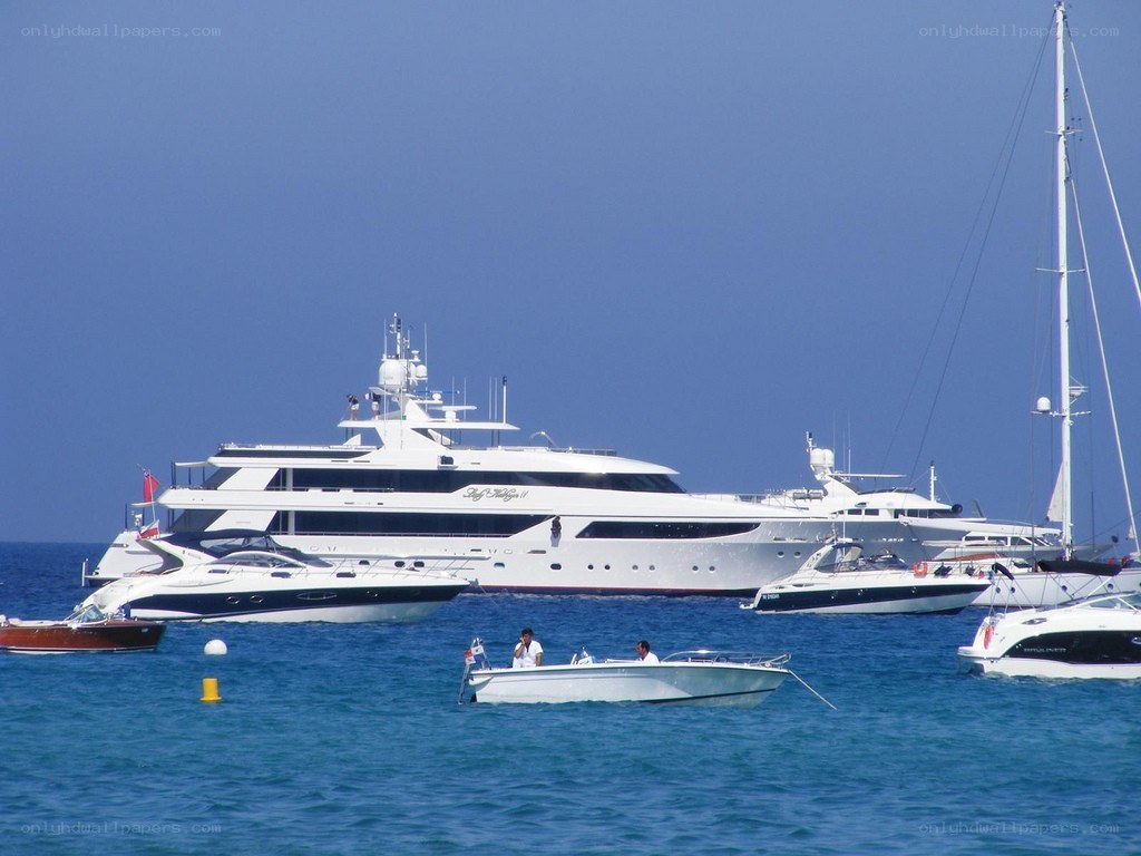 Luxury yachts in a harbor