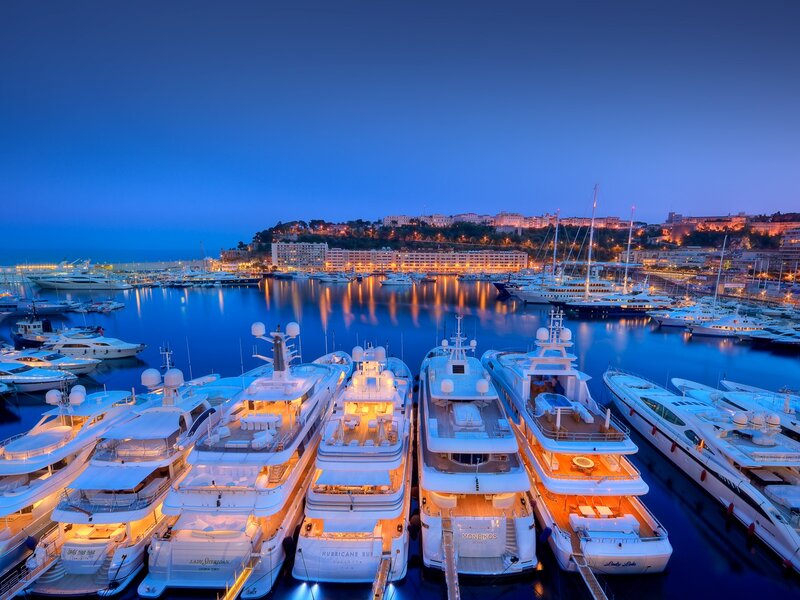 Luxury yachts in Monaco harbor