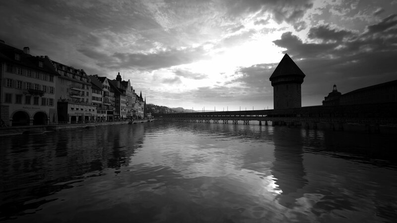 Luzern bridge at dusk