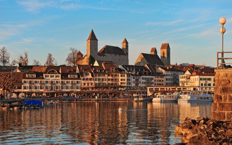 Luzern cityscape at sunset