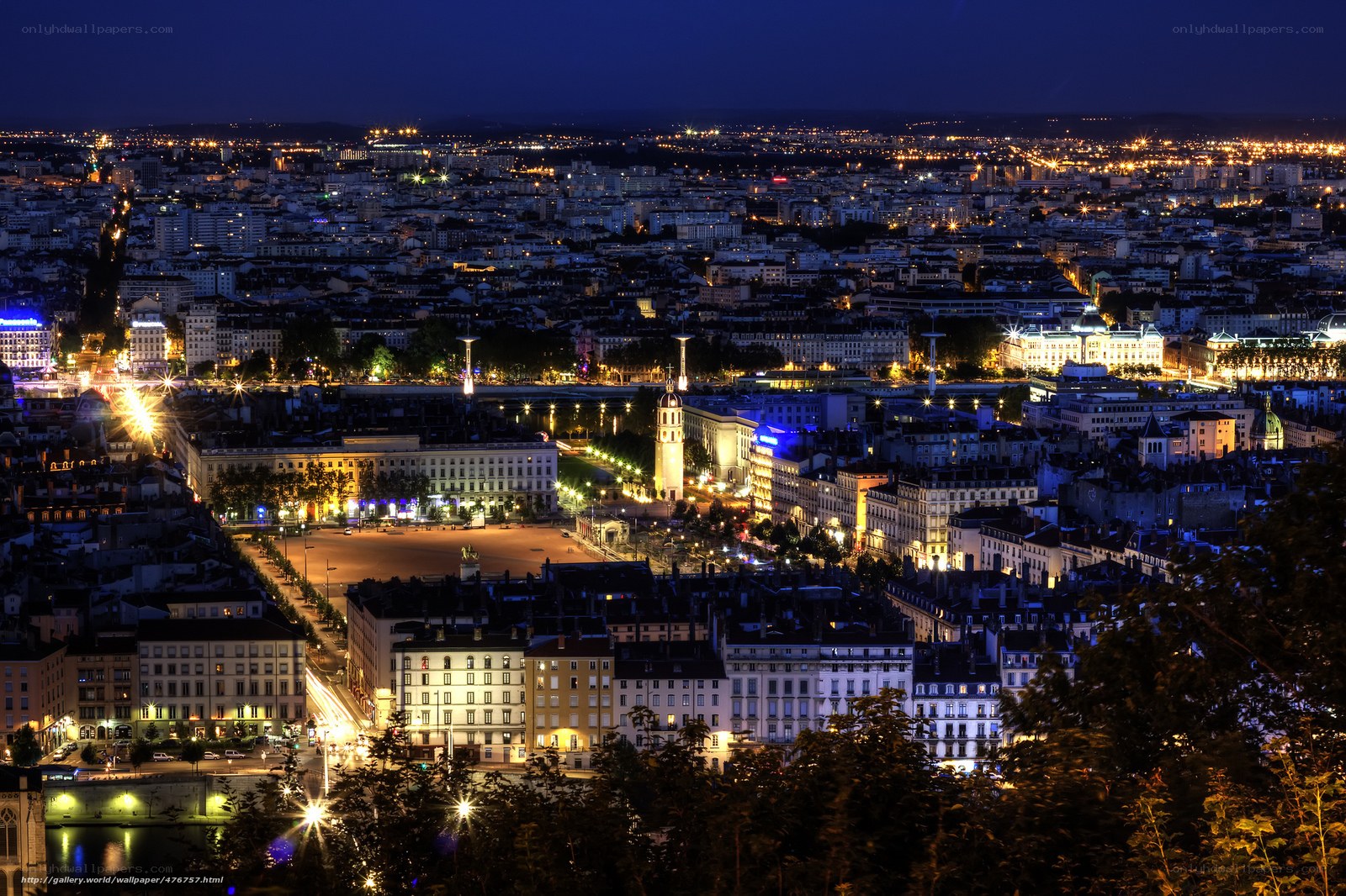 Lyon at night from Fourvière