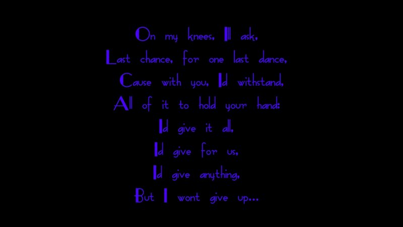 Lyrics on Black Background — Melancholic