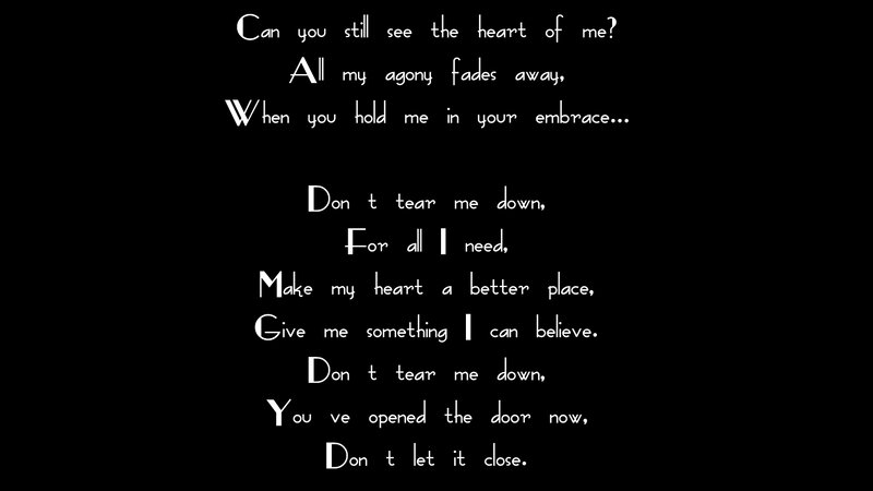 Lyrics on Black Background