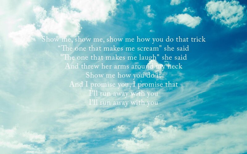 lyrics over sky background