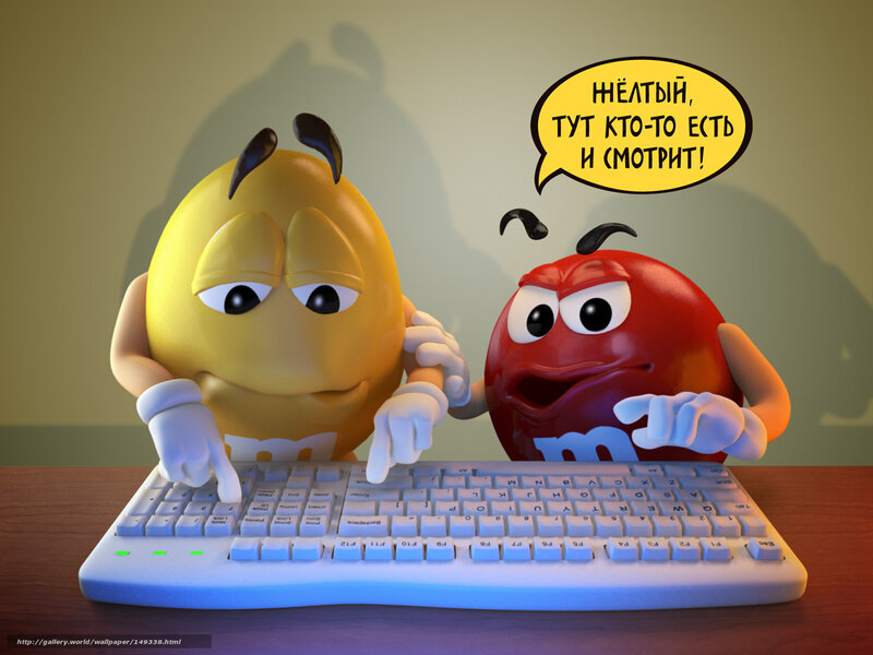 M&M Characters at Keyboard