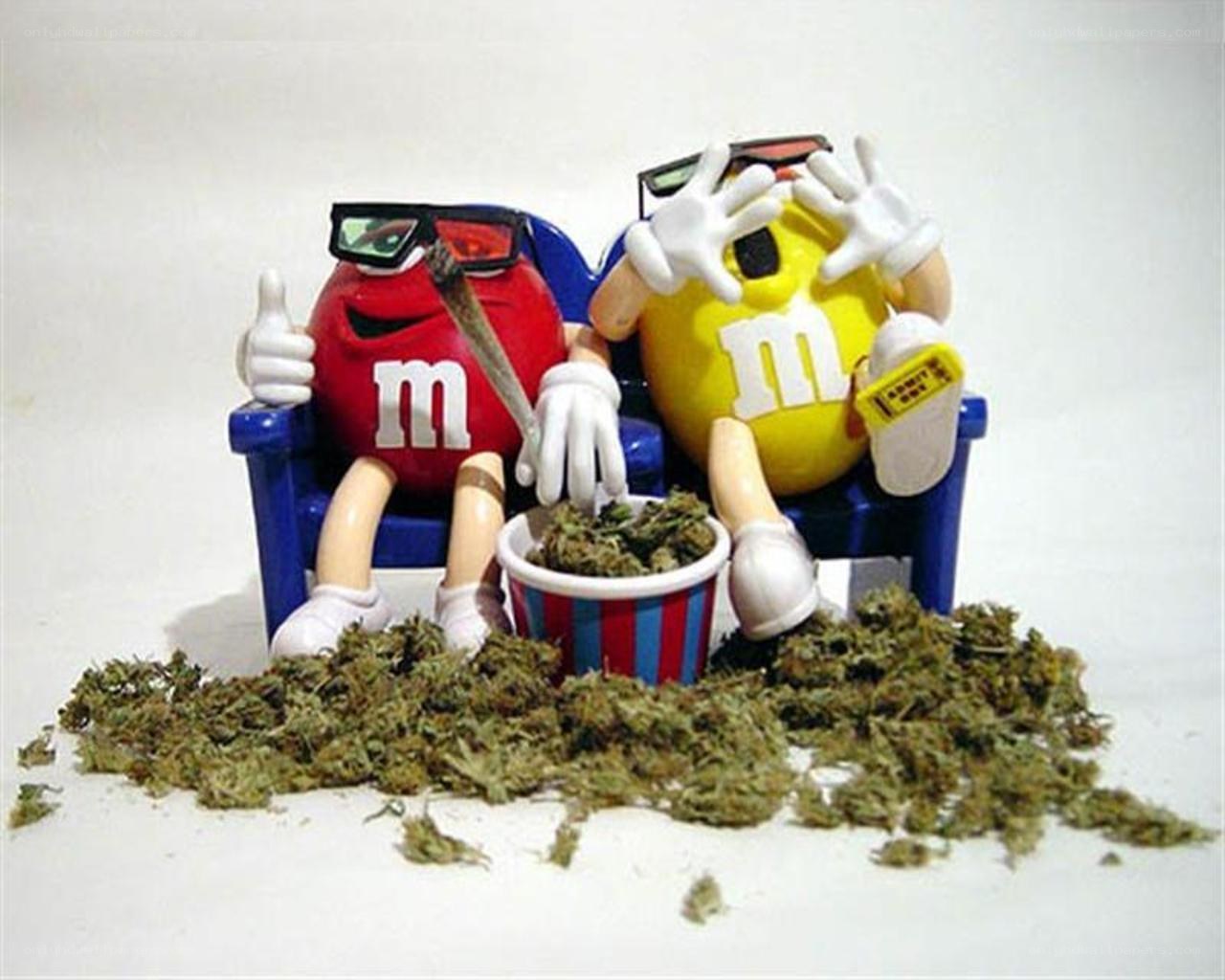 M&M characters with cannabis