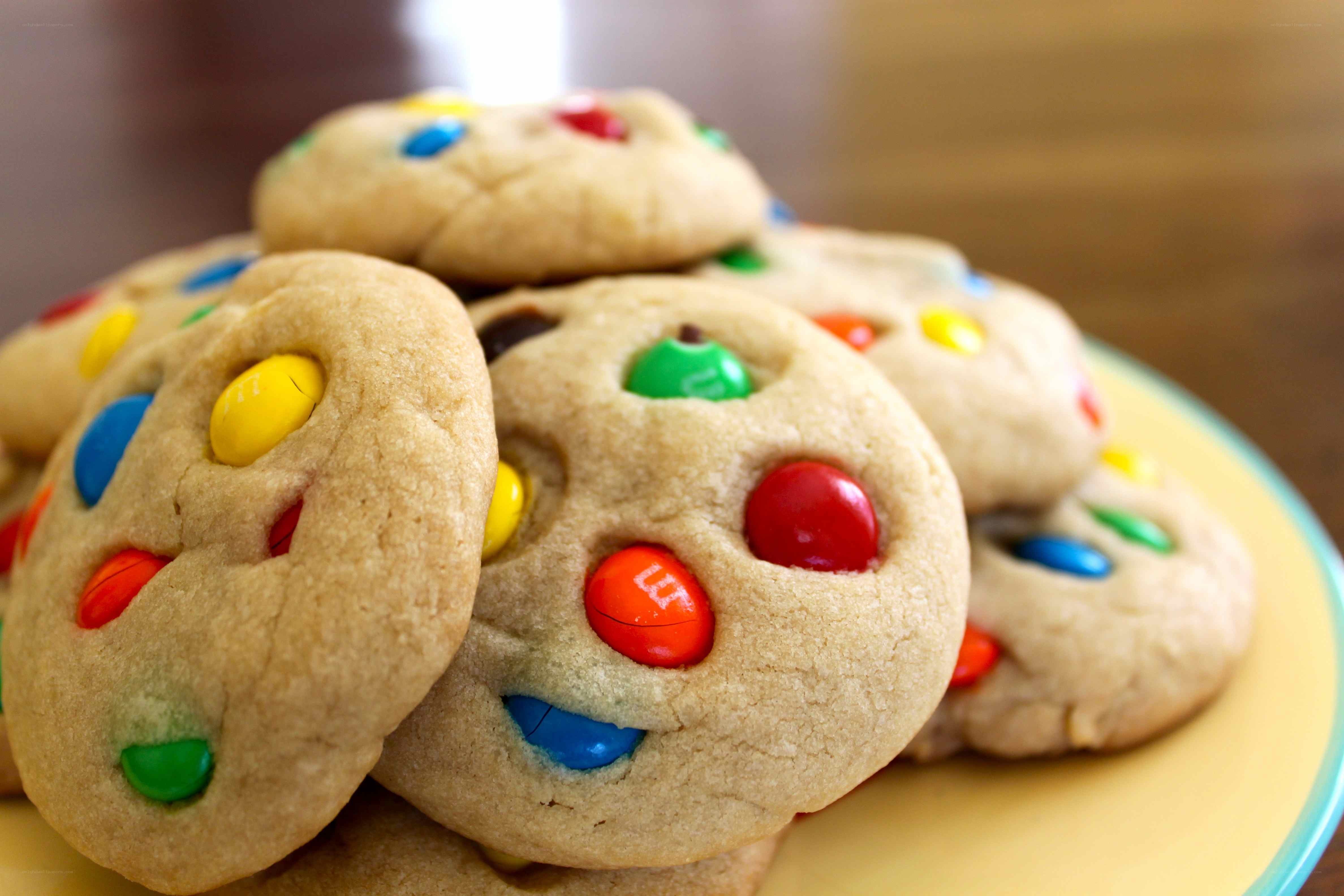 M&M cookies on a plate