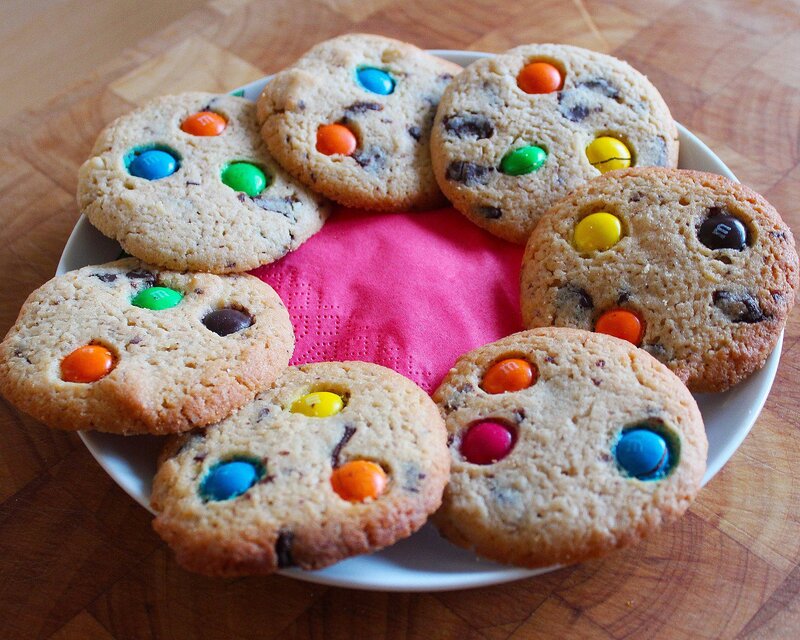 M&M Cookies on Plate