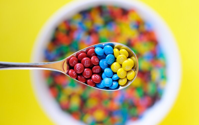 M&M's Candies on Spoon