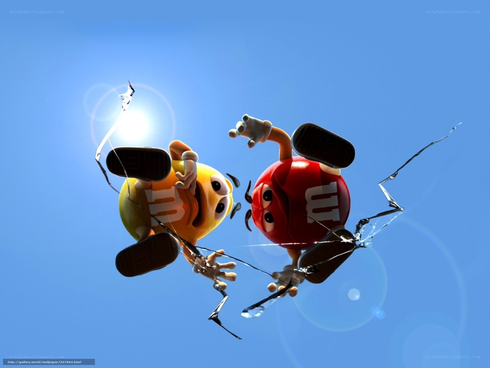 M&M's characters in glass