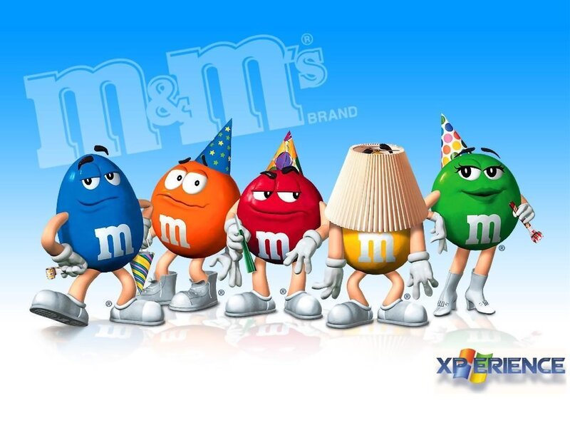M&M's characters in party hats