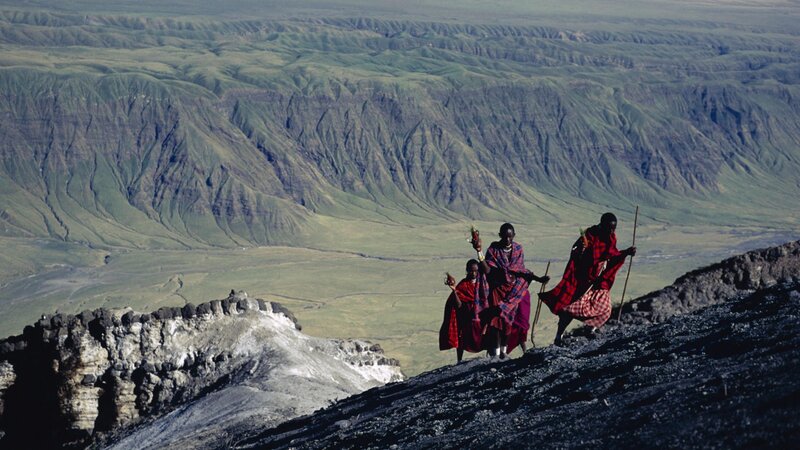 Maasai men on a mountain
