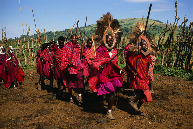 Maasai warriors in traditional attire