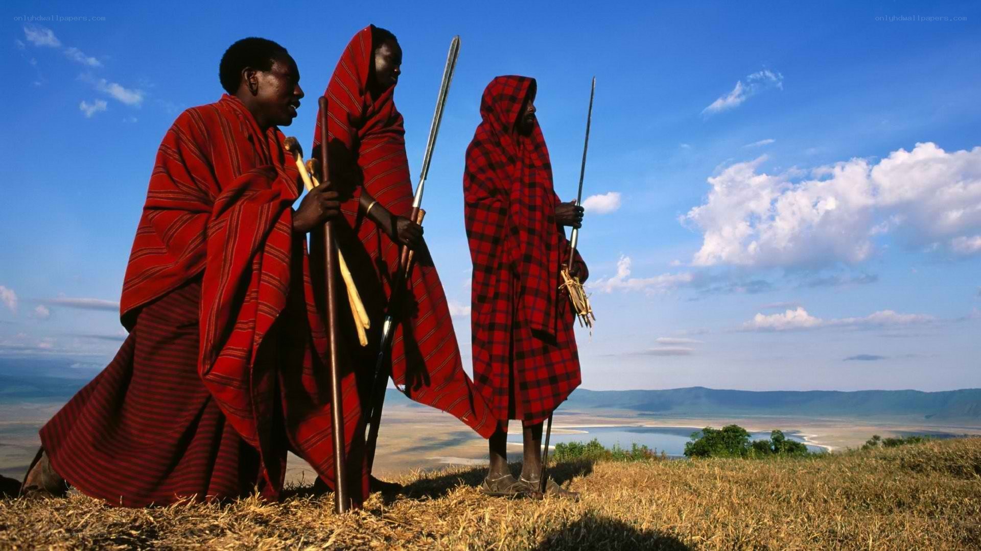Maasai warriors on a hill