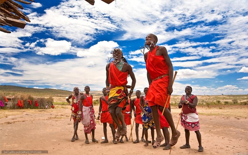 Maasai warriors performing a dance